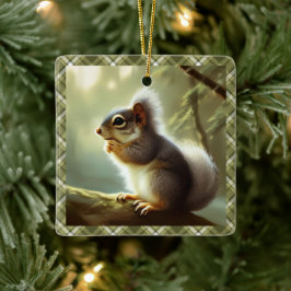Baby Squirrel Wildlife Portret Aangepast Keramisch Ornament