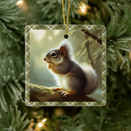 Baby Squirrel Wildlife Portret Aangepast Keramisch Ornament (Boom)
