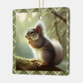 Baby Squirrel Wildlife Portret Aangepast Keramisch Ornament (Links)