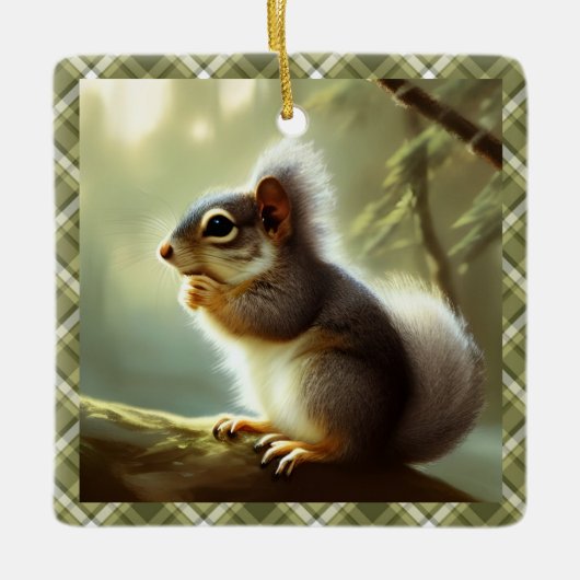 Baby Squirrel Wildlife Portret Aangepast Keramisch Ornament (Voorkant)