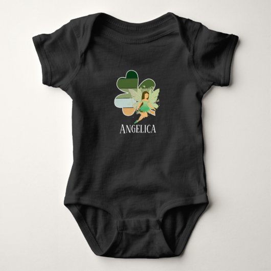 Baby St. Patrick's Day Shamrock Irish Fairy Romper (Voorkant)
