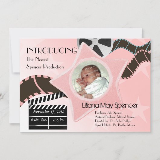 Baby Star is Born Roze Geboorteaankondiging Aankondiging (Voorkant)