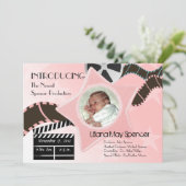 Baby Star is Born Roze Geboorteaankondiging Aankondiging (Staand voorkant)