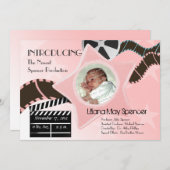 Baby Star is Born Roze Geboorteaankondiging Aankondiging (Voorkant / Achterkant)