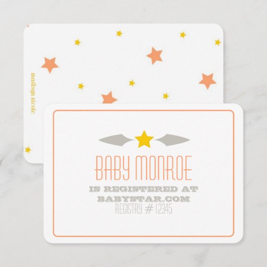BABY STAR REGISTRY CARD-BABY SHOWER KAART (Voorkant / Achterkant)