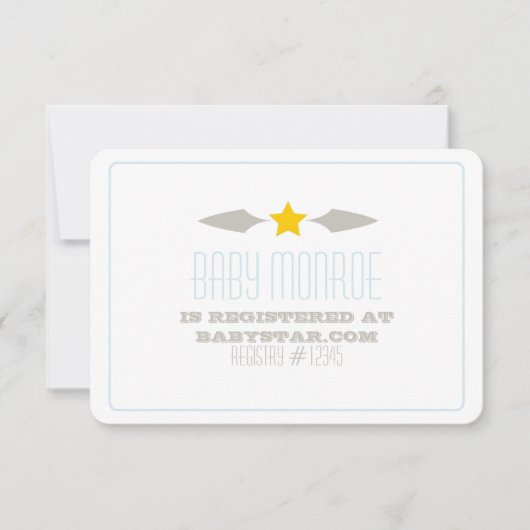 BABY STAR REGISTRY CARD-BABY SHOWER RSVP KAARTJE (Voorkant)