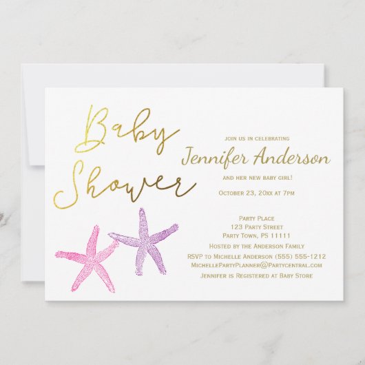 Baby Starfish Girl Baby shower Kaart (Voorkant)