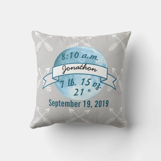 Baby Stat Banner over Mon Arrow-patroon Kussen (Achterkant)