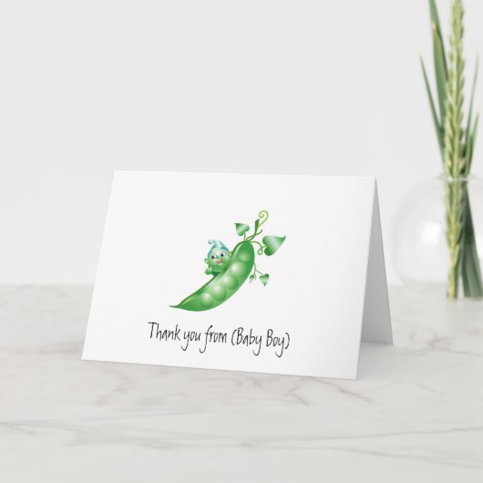 Baby Stationery / Bedankt Card-Boy Pea in een Pod (Voorkant)