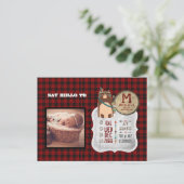BABY STATISTIEKEN FOTO AANKONDIGING Buffalo Plaid  Briefkaart (Staand voorkant)