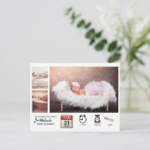 BABY STATISTIEKEN ICONEN en FOTO KERST Geboorteaan Briefkaart (Staand voorkant)