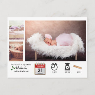 BABY STATISTIEKEN ICONEN en FOTO KERST Geboorteaan Briefkaart