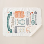 Baby Stats Birth Announement Tan Blauwgroen Turquo Sherpa Deken (Voorkant (horizontaal))