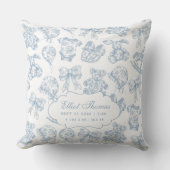 Baby Stats Blue Toile Nursery Kussen (Voorkant)