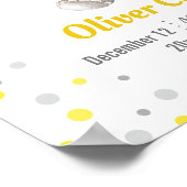 Baby Stats Elephant Yellow Grey Polka Dot Nursery Poster (Hoek)