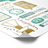 Baby Stats Geboorteaankondiging Tan Teal Turquoise Poster (Hoek)