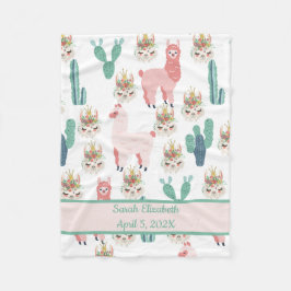 Baby Stats Schattige Roze Lama's en Groene Cactus Fleece Deken