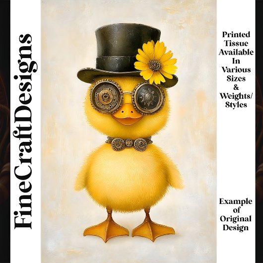 Baby Steampunk Duckling Bow Goggles L1 Decoupage Tissuepapier