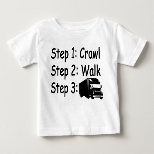 Baby steekt grote vrachtwagen met t-shirt (Voorkant)
