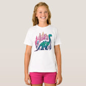 Baby Stegosaurus Dinosaur Kleurrijk Bos T-shirt (Voorkant volledig)