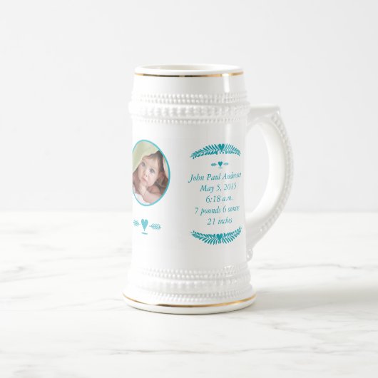Baby Stein Baby Foto Geboortestatistieken en gedic Bierpul (Voorkant rechts)