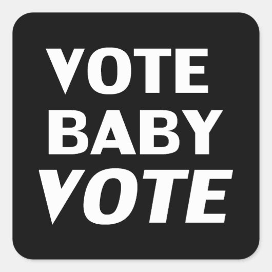 baby stemming zwart - wit vierkante sticker (Voorkant)