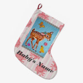 Baby stoppen Shabby  Pink Fawn personaliseren Grote Kerstsok (Voorkant (Hangend))