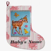 Baby stoppen Shabby  Pink Fawn personaliseren Grote Kerstsok (Voorkant)