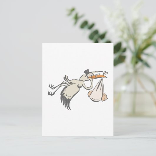 Baby Storch Klapperstorch Briefkaart (Staand voorkant)