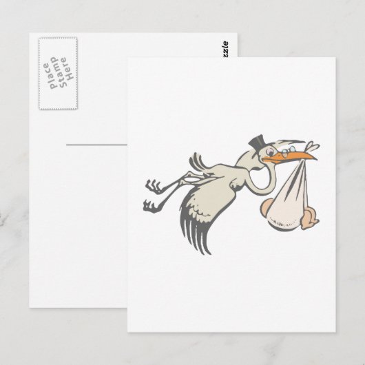 Baby Storch Klapperstorch Briefkaart (Voorkant / Achterkant)
