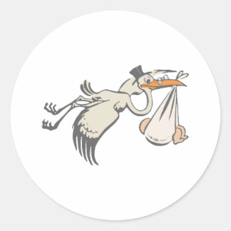 Baby Storch Klapperstorch stork Ronde Sticker