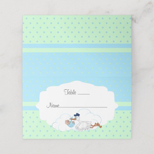 Baby Stork Baby Baby shower Plaatskaartje (Buitenkant ongevouwen)