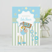 Baby Stork Baby Boy Shower Kaart (Staand voorkant)