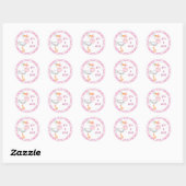 Baby Stork & Baby Girl Ronde Sticker (Vel)