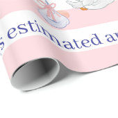 Baby Stork Wrapping Paper Pink & White Stripe Cadeaupapier (Rol Hoek)