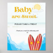 Baby strand surfplank baby shower Favor teken Poster (Voorkant)