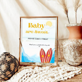 Baby strand surfplank baby shower Favor teken Poster