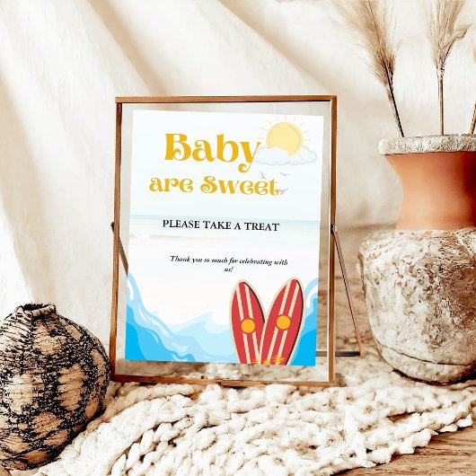 Baby strand surfplank baby shower Favor teken Poster