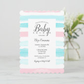 Baby Strepen Uitnodiging voor de Baby Shower (Staand voorkant)