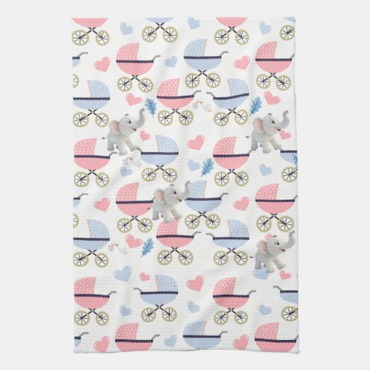 Baby Stroller Elephant Kitchen Hand Towel  Theedoek (Verticaal)