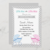 Baby Stroller Gender Reopenbaart partijuitnodiging Kaart (Voorkant / Achterkant)