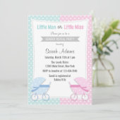 Baby Stroller Gender Reveal Party Invitation Kaart (Staand voorkant)