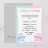 Baby Stroller Gender Reveal Party Invitation Kaart (Voorkant / Achterkant)