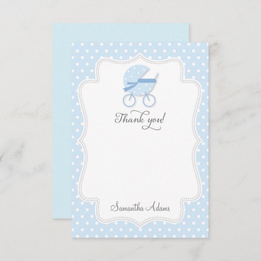 Baby Stroller - Hartelijk dank - Kaart (blauw) (Voorkant / Achterkant)