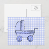 Baby Stroller. Licht blauw op het patroon van de C Briefkaart (Voorkant / Achterkant)