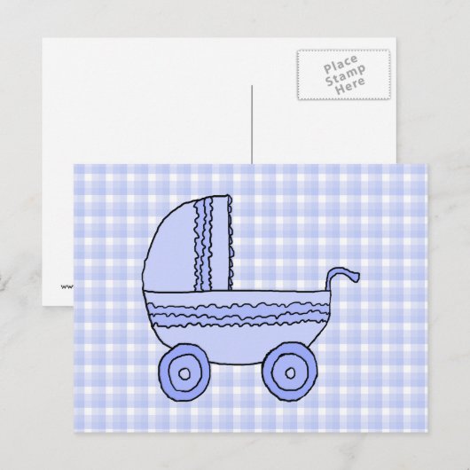 Baby Stroller. Licht blauw op het patroon van de C Briefkaart (Voorkant / Achterkant)