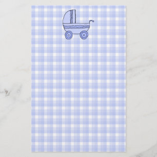 Baby Stroller. Licht blauw op het patroon van de C Briefpapier