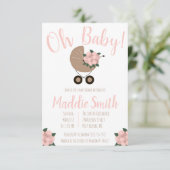 Baby Stroller met Floral Bouquet Baby shower Kaart (Staand voorkant)