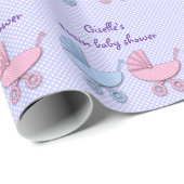 baby strollers met twee meisjes en jongens polka d cadeaupapier (Rol Hoek)