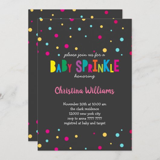 Baby Strooi Confetti Kleurrijke Stippen Regenboog  Kaart (Voorkant / Achterkant)